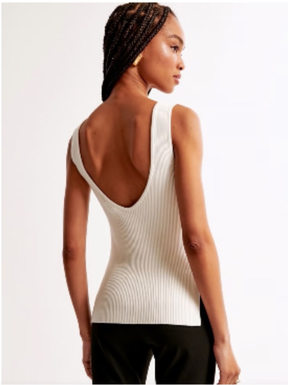 Abercrombie & Fitch Ribbed Sweater Scoop Back Cream White size small